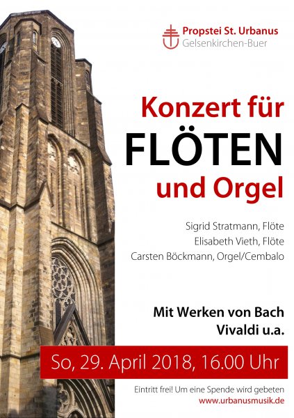 Plakat Konzert für zwei Flöten und Orgel/Cembalo