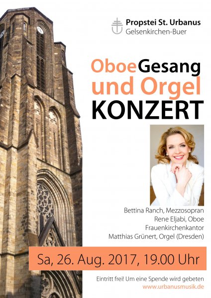 Konzertplakat Konzert für Gesang, Oboe und Orgel