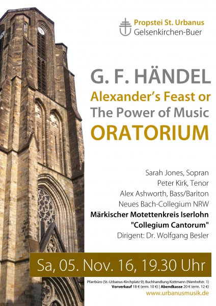 Konzertplakat Oratorium Alexanderfest - Georg Friedrich Händel