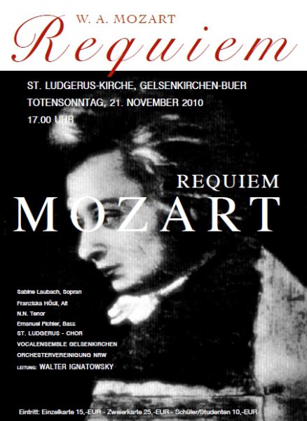 Konzertplakat Requiem - Wolfgang Amadeus Mozart