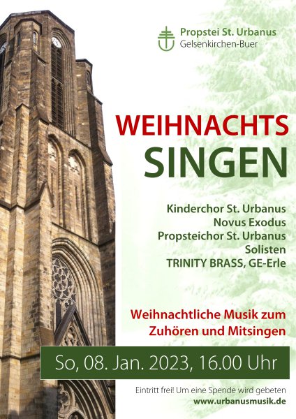 Konzertplakat Weihnachtssingen zum Zuhören und Mitsingen