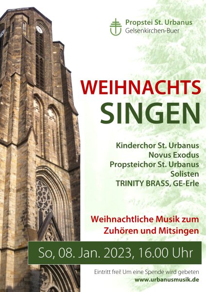 Plakat Weihnachtssingen zum Zuhören und Mitsingen