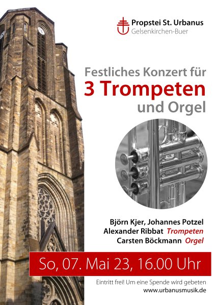 Konzertplakat Festliches Konzert für 3 Trompeten und Orgel