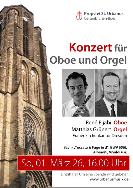 Konzertplakat Konzert für Oboe und Orgel