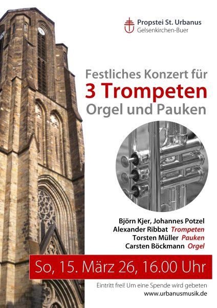 Konzertplakat Konzert für 3 Trompeten, Pauken und Orgel